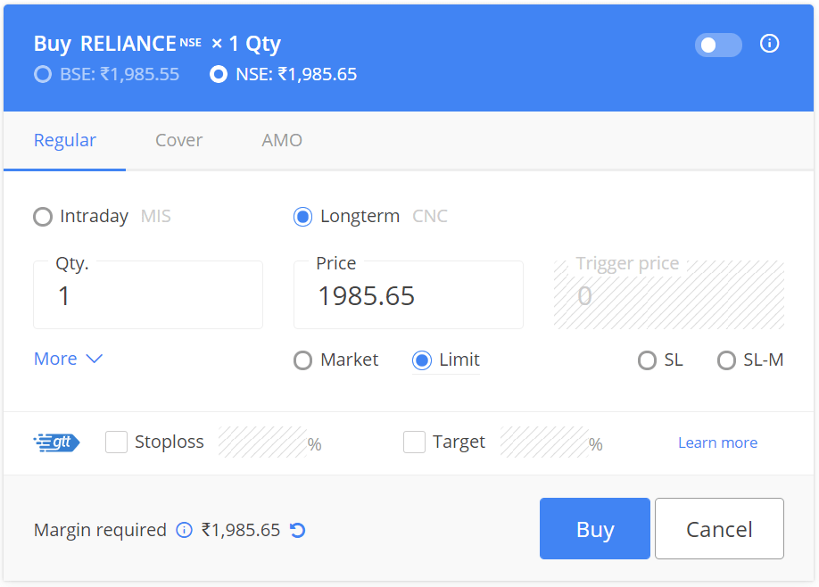 Buy Shares in Zerodha